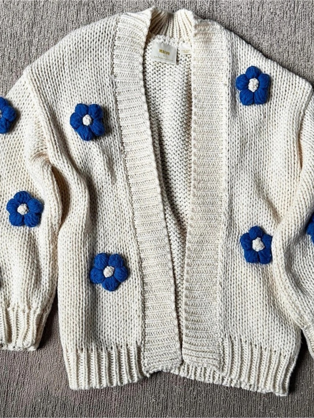 Maeve Floral Cardigan in Cream & Blue - One Size
